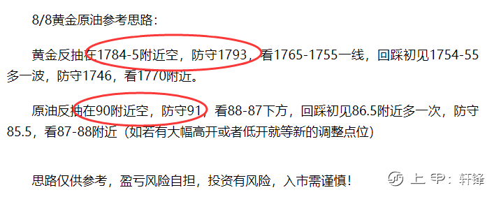 轩锋—黄金1800冲锋战，原油反复思路不改