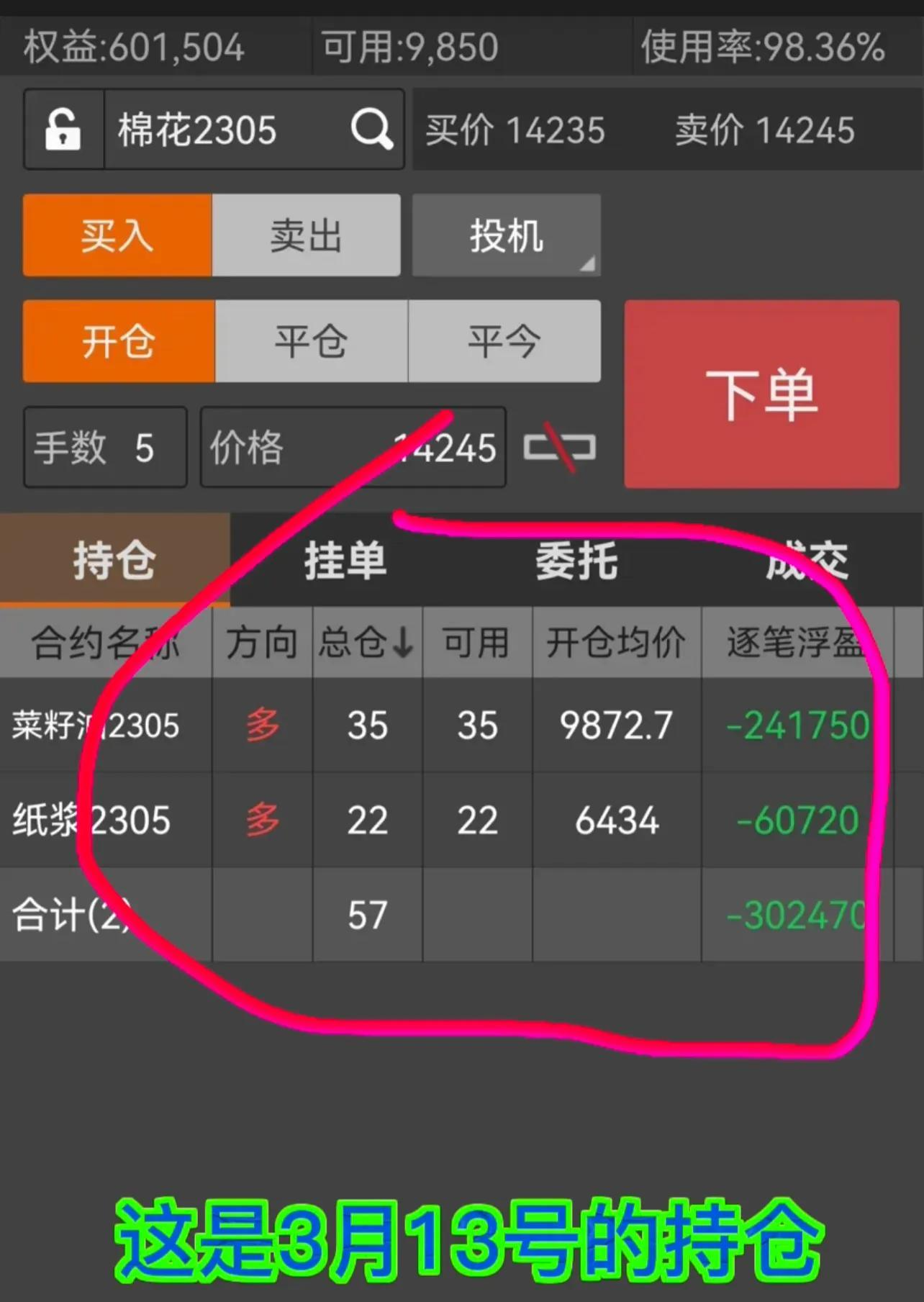 一个多年期货交易经验的粉丝60万的本金如何在5天时间血亏30万？